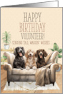 for Volunteer Birthday Three Dogs on a Sofa Tali Waggin’ Wishes card