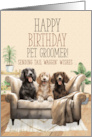 for Groomer Birthday Three Dogs on a Sofa Tali Waggin’ Wishes card