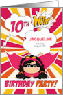 10th Birthday Party Girls Superhero Pink Comic Book Theme Custom card
