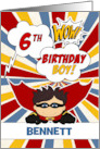 6th Birthday for Boys Super Kid Comic Book Theme Custom Name card
