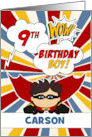 9th Birthday for Boys Super Kid Comic Book Theme Custom Name card