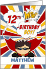 12th Birthday for Boys Super Kid Comic Book Theme Custom card