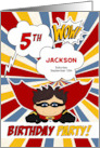 5th Birthday Party Boys Superhero Red Comic Book Theme Custom card