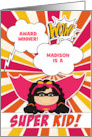 Award Winner Congratulations for Girl Kids Superhero Custom card