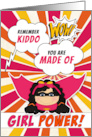 Girl Power Encouragement Superhero Pink Comic Theme card