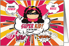 for Niece Get Well Girls Pink Superhero Comic Book Theme card