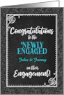 Engagement Congratulations Charcoal Damask Custom card