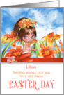 for Girls at Easter Orange and White Lily Garden with Custom Name card