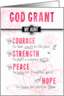 for Aunt Fighting Cancer Pink Sending a Prayer Religious card