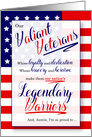 for Aunt Veterans Day Stars and Stripes Legendary Warriors card