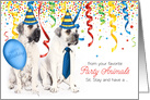 Birthday from the Pet Bordeaux Dogs with Party Hats and Confetti card