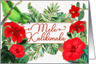 Mele Kalikimaka Hawaiian Red Hibiscus Tropical Christmas card