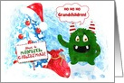 for Young Grandchildren Monster Christmas Custom Text card