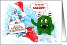 for Young Child Monster Christmas Custom Name card