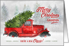 for Grandson Vintage Classic Truck Christmas Watercolor card