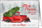 for Son in Law Vintage Classic Truck Christmas Watercolor card