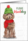 Brown Cockapoo Funny Fleas Navidog Christmas card
