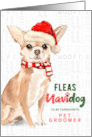 for Pet Groomer Chihuahua Funny Fleas Navidog Christmas Custom card