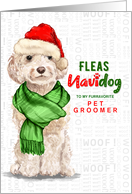 for Groomer Champagne Cockapoo Fleas Navidog Christmas Custom card