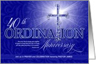 40th Ordination Anniversary Celebration Blue and Silver Cross Custom card