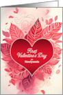1st Valentine’s Day as Newlyweds Pink and Red Heart Botanical card