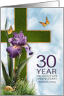 30th Religious Life Anniversary Purple Iris and Cross Custom card