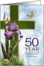 50th Religious Life Anniversary Purple Iris and Cross Custom card