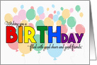 Birthday LGBT Rainbow Colors Theme with Balloons card