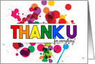 Thank You LGBT Rainbow Colors Theme with Paint Splatters Blank card