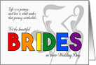 Two Brides Wedding Congratulations LGBT Rainbow Theme card