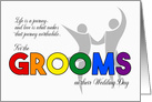 Two Grooms Wedding Congratulations LGBT Rainbow Theme card