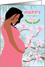 Happy Mother’s Day Mommy-to-Be Woman and Cherry Blossoms card