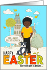 for Young Great Nephew on Easter African American Boy with Dog card