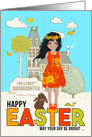 for Young Goddaughter on Easter Asian American Girl and Bunny card