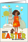 for Great Granddaughter on Easter Latin American Girl with Bunny card