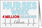 Nurses Week 4 Million Reasons to Celebrate Blue, Red and White card