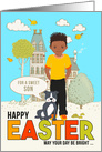 for Young Son Easter Latin American Boy with Puppy Dog card