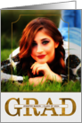 Graduation Announcement Faux Gold Leaf Vertical Photo card