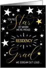 Residency Graduate Black Gold and White Stars Typography card