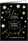 Divinity School Graduate Black Gold and White Stars Typography card