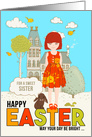 for Young Sister on Easter Redhead with Freckles card