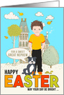 for a Young Great Nephew on Easter Caucasian Boy with Dog card