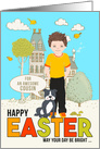 for a Young Cousin on Easter Caucasian Boy with Dog card