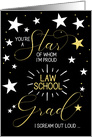 Law School Graduate Black Gold and White Stars Typography Theme card