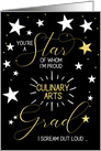 Culinary Arts Graduate Black Gold and White Stars Typography card