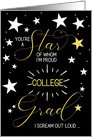 College Graduate Black Gold and White Stars Typography card