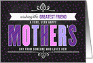 For Friend on Mother’s Day in Purple Typography card