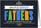 for Godson from Godparents on Father’s Day in Blue Typography card