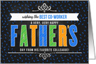 for Co-Worker on Father’s Day in Blue Typography Chalkboard Theme card