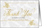 Interview Thank You Faux Gold Leaf on Silvery Damask Blank card